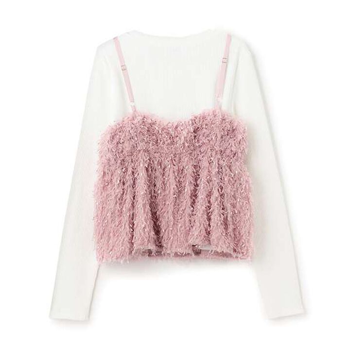 Feather Vest Inner Wear Set,Pink, medium image number 1