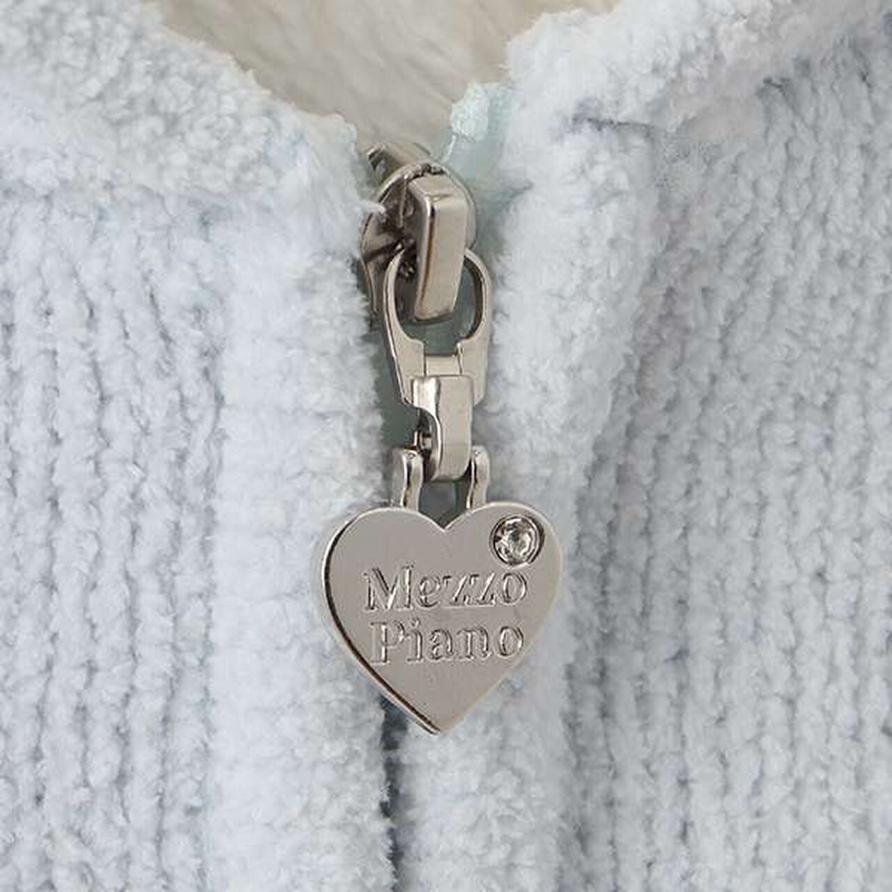 Mole Knit Lined Boa Zip Parka,Light blue, large image number 4