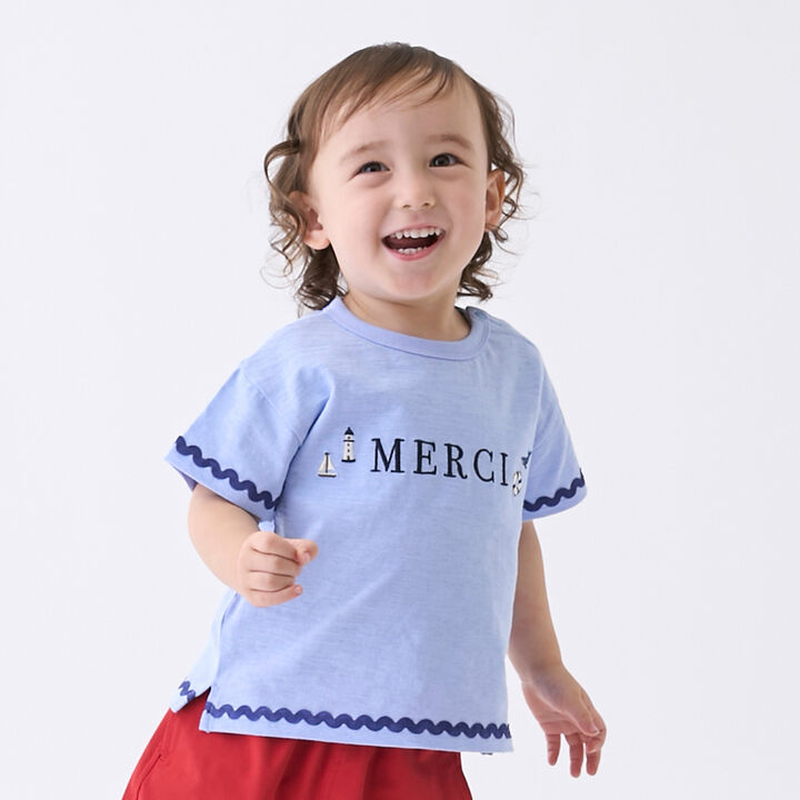 [Cool Touch] Marine Embroidered Sleeve Line T-Shirt,, medium