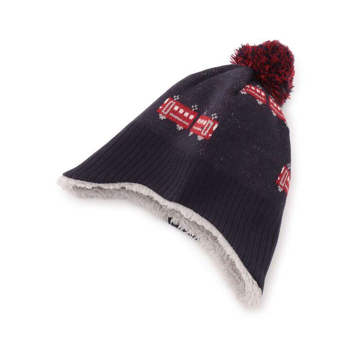 Train Pattern Beanie with Ear Flaps,, medium