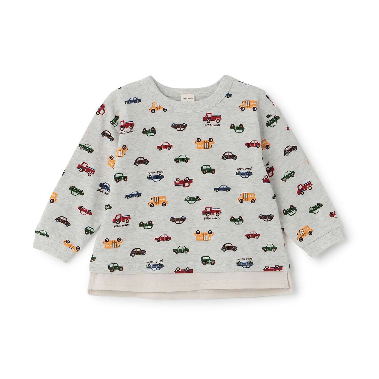 [Anti-Stain Finish] All-Over Pattern Long-Sleeve T-Shirt,Smoke white, large image number 0