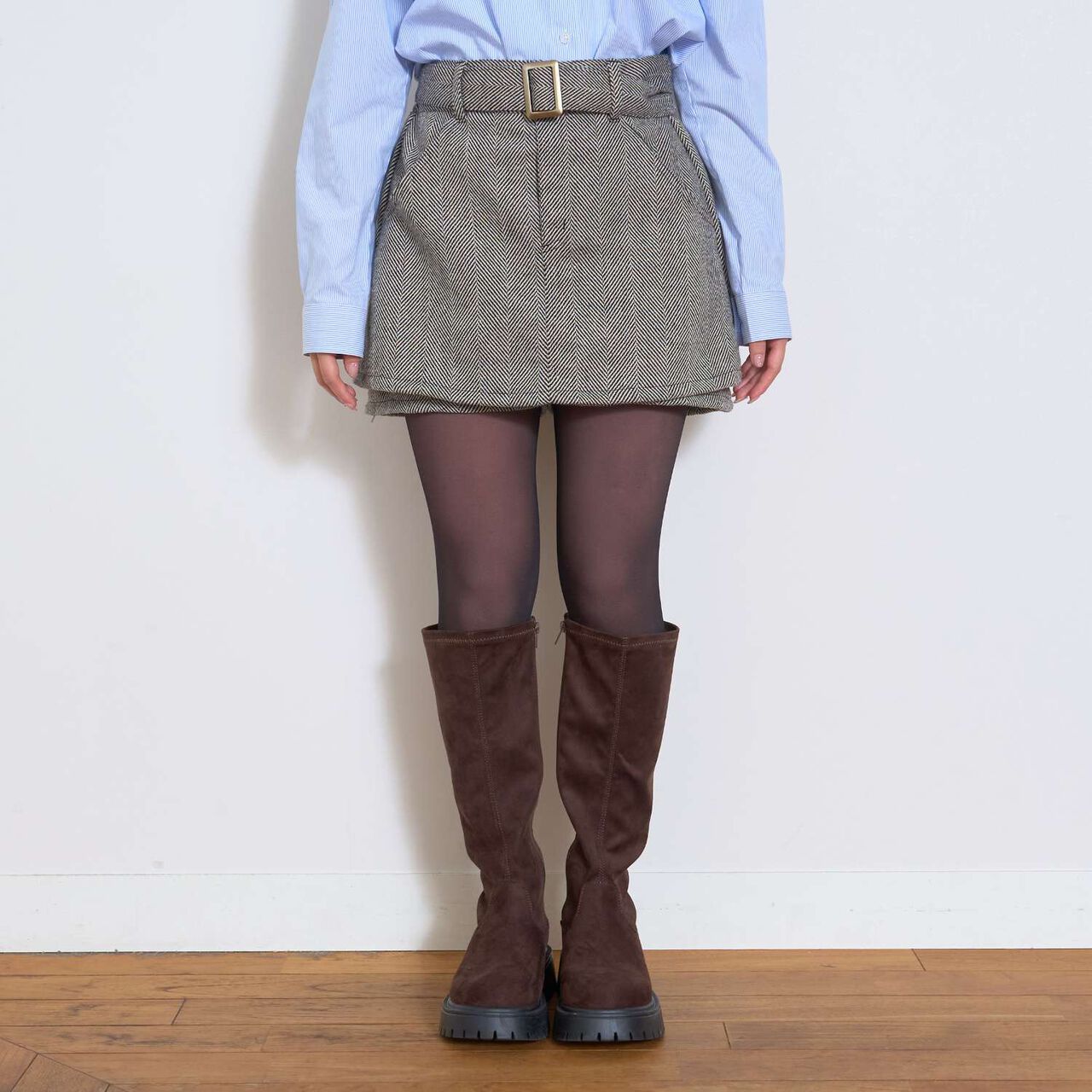 Bare Skin-Like Fake Tights,Black, large image number 6