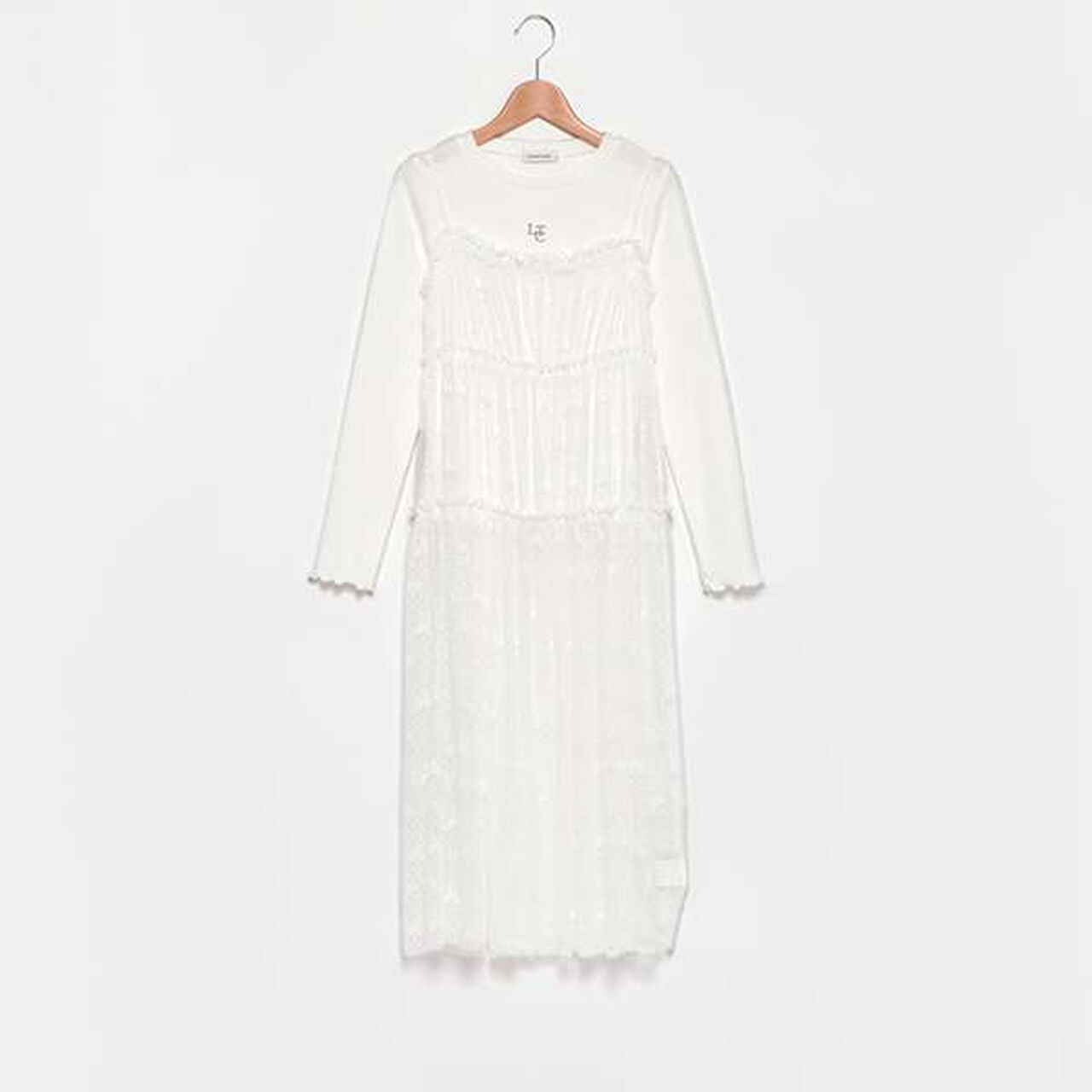 Tulle One-Piece Dress with Inner Wear,Off white, large image number 12