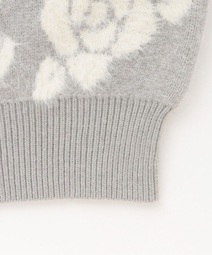 Rose Shaggy Knit [Korean Fashion],Gray, medium image number 7