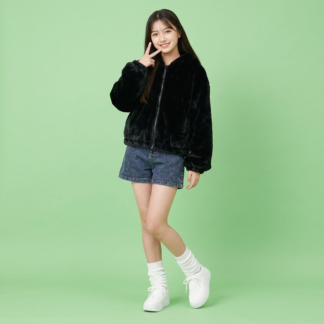 [milky coast] Cat Ear Fur Hoodie,Ivory, large image number 8