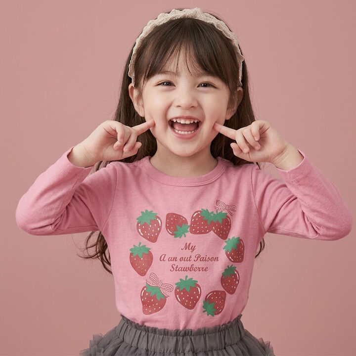 [990★ITEM] Strawberry Motif Long-Sleeve T-Shirt,, medium