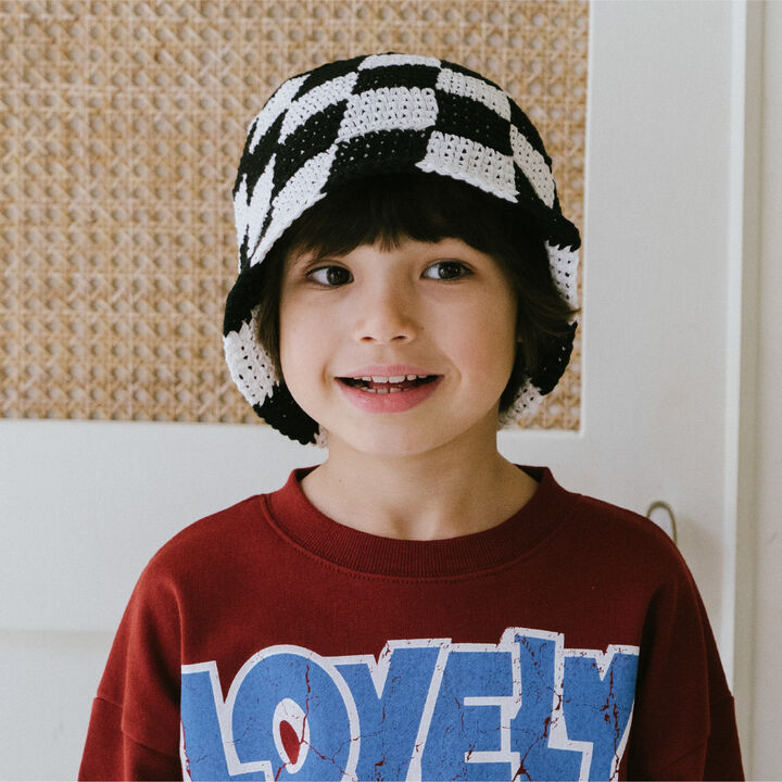 Black Crochet Knit Bucket Hat,, medium