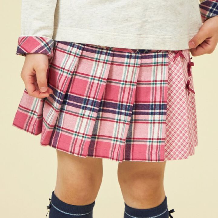 KP Check Pleats Skirt with Shorts (90-160),Pink, medium image number 12
