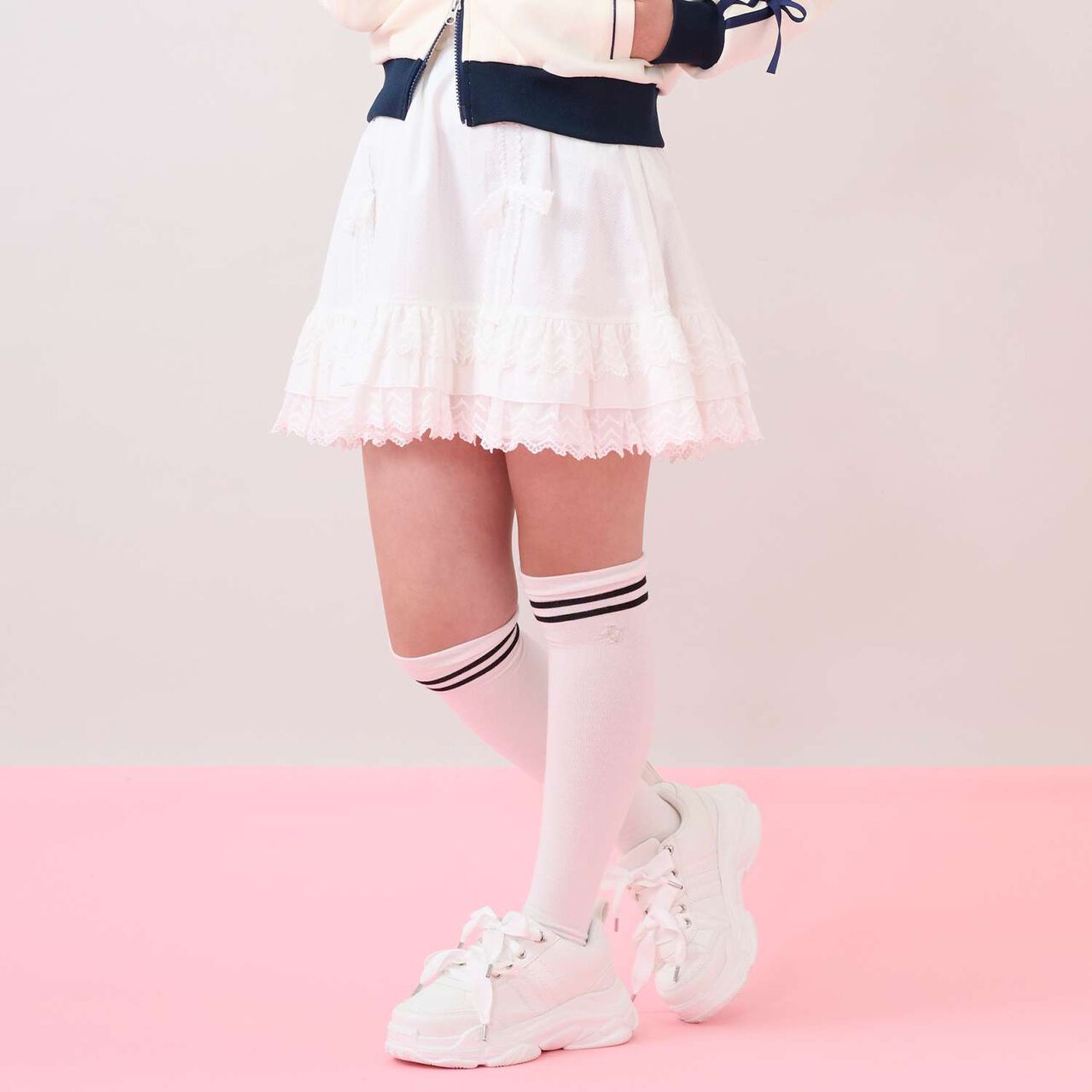 Lace Tiered Skirt,Off white, large image number 0