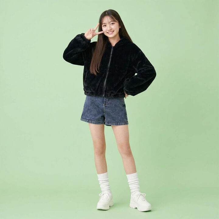 [milky coast] Cat Ear Fur Hoodie,Ivory, medium image number 9