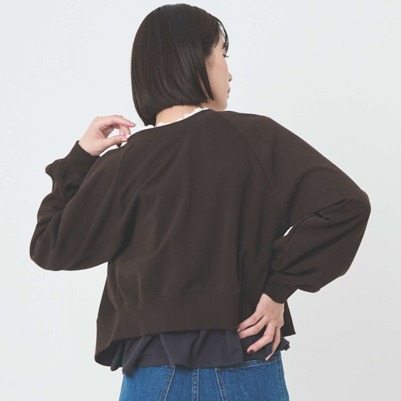 [Parent-Child Matching] Lace Collar 2WAY Cut Cardigan,Beige, large image number 1