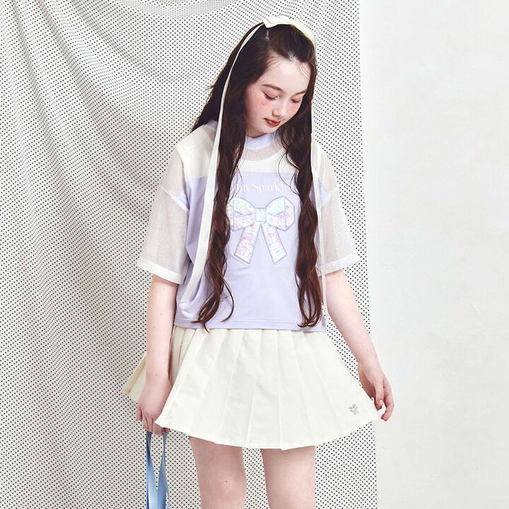 [Quick-Dry Absorbent] [Cool Touch] Mesh Docking Ribbon Appliqu&eacute; T-Shirt & Tank Top Set,Lavender, medium image number 18