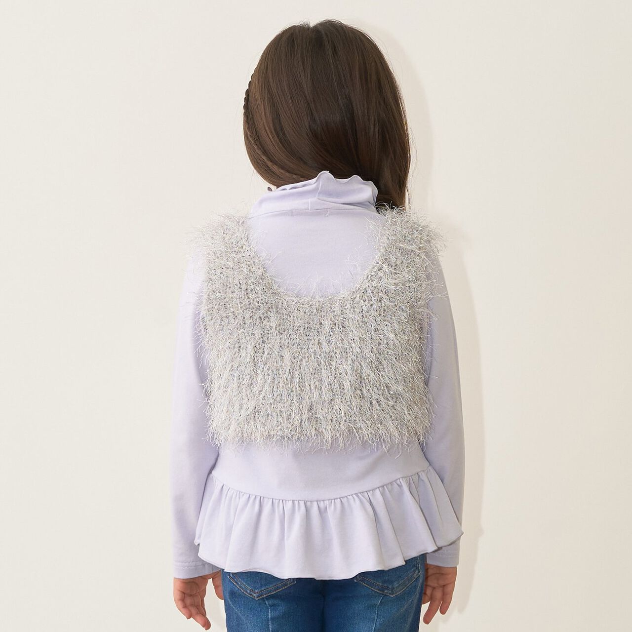 [Either Way Fine] Lame Feather Knit Vest,Light beige, large image number 27