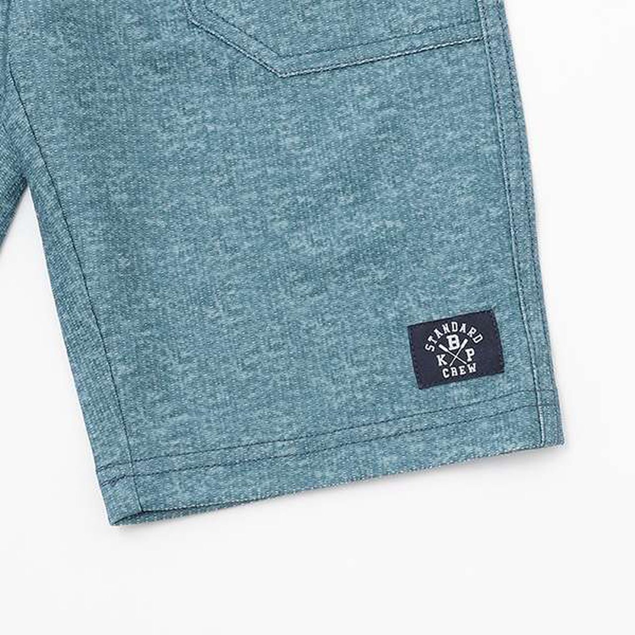 Dry Mesh Denim-Style Print Half Pants,Navy, large image number 4