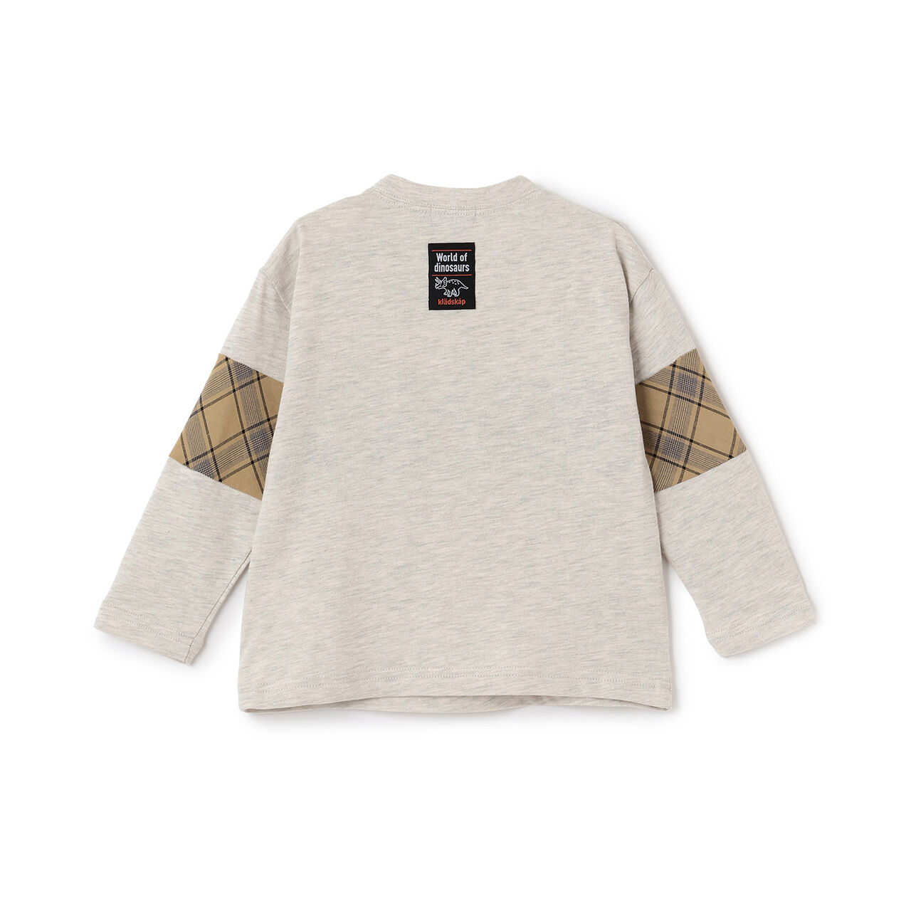 Dinosaur and City Checkered Long-Sleeve T-Shirt,Smoke white, large image number 1