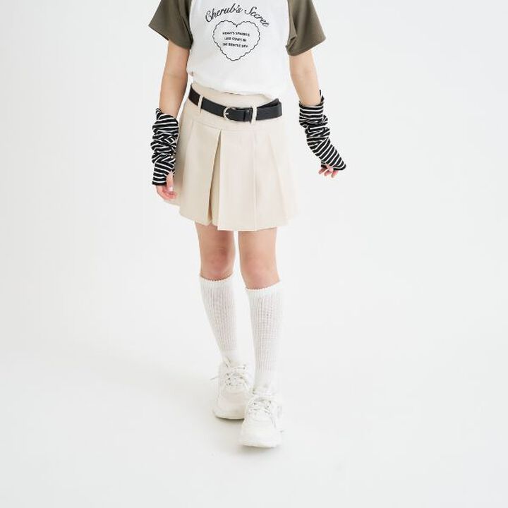 Pleated Mini Skirt with Belt,Light beige, medium image number 13