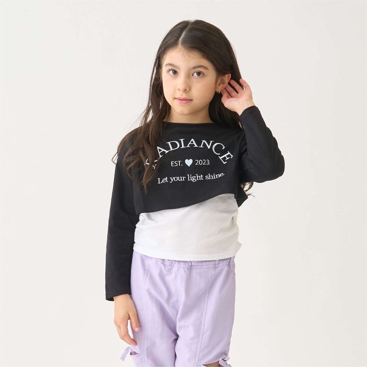 100% Cotton Anti-Stain Layered Short Long-Sleeve T-Shirt,, medium