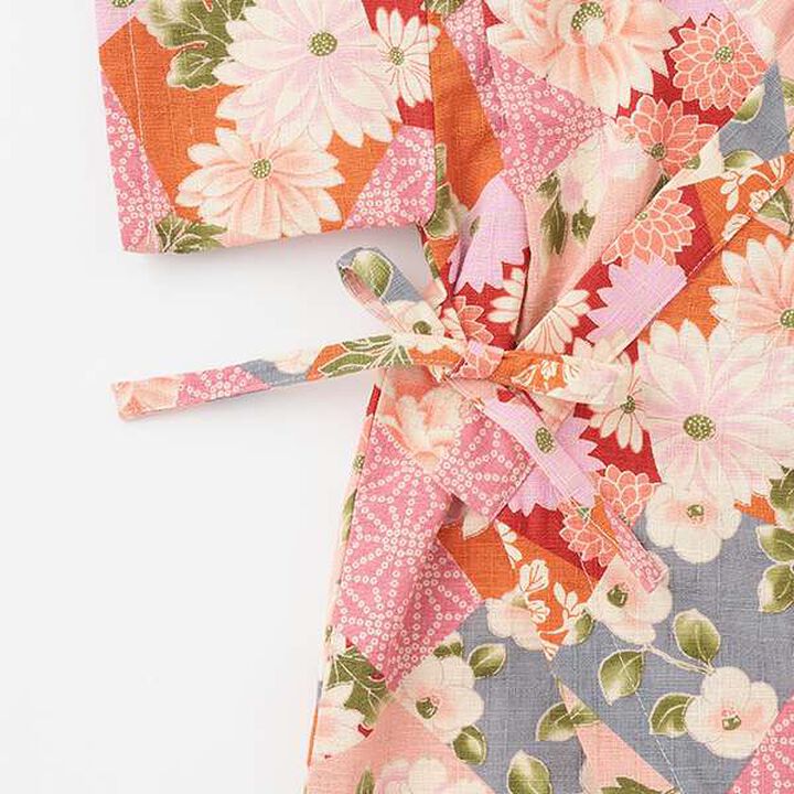 Patchwork Jinbei All-in-One (Camellia and Peony Pattern),Pink, medium image number 8