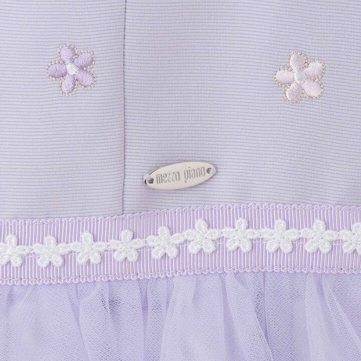 Flower Embroidery Tulle One-Piece Dress,Lavender, medium image number 4