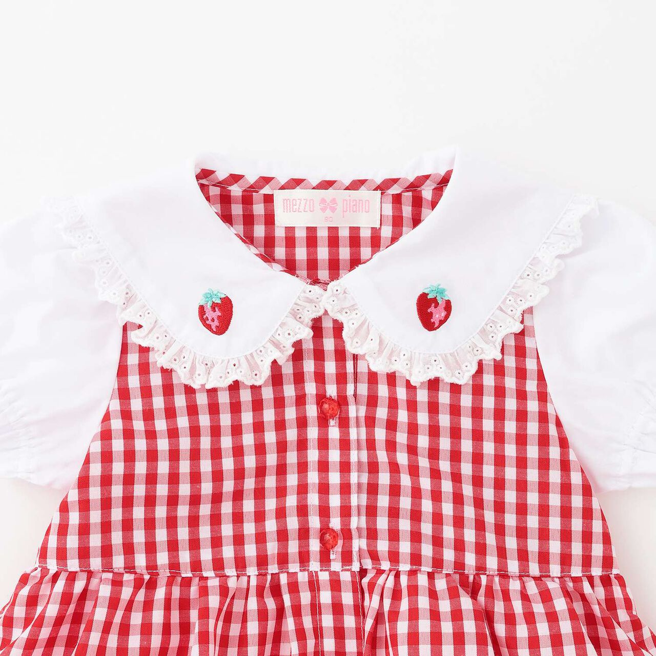 Gingham Check One-Piece Dress with Hem Logo Embroidery,Sax blue, large image number 2
