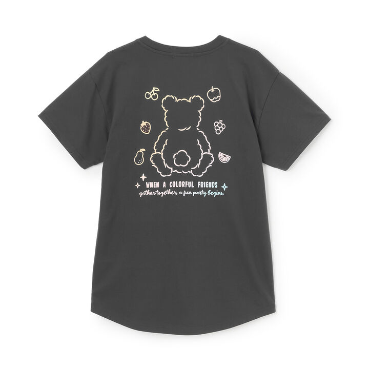 Daily Price Gradient Bear Short-Sleeve Tunic T-Shirt,Charcoal gray, medium image number 1