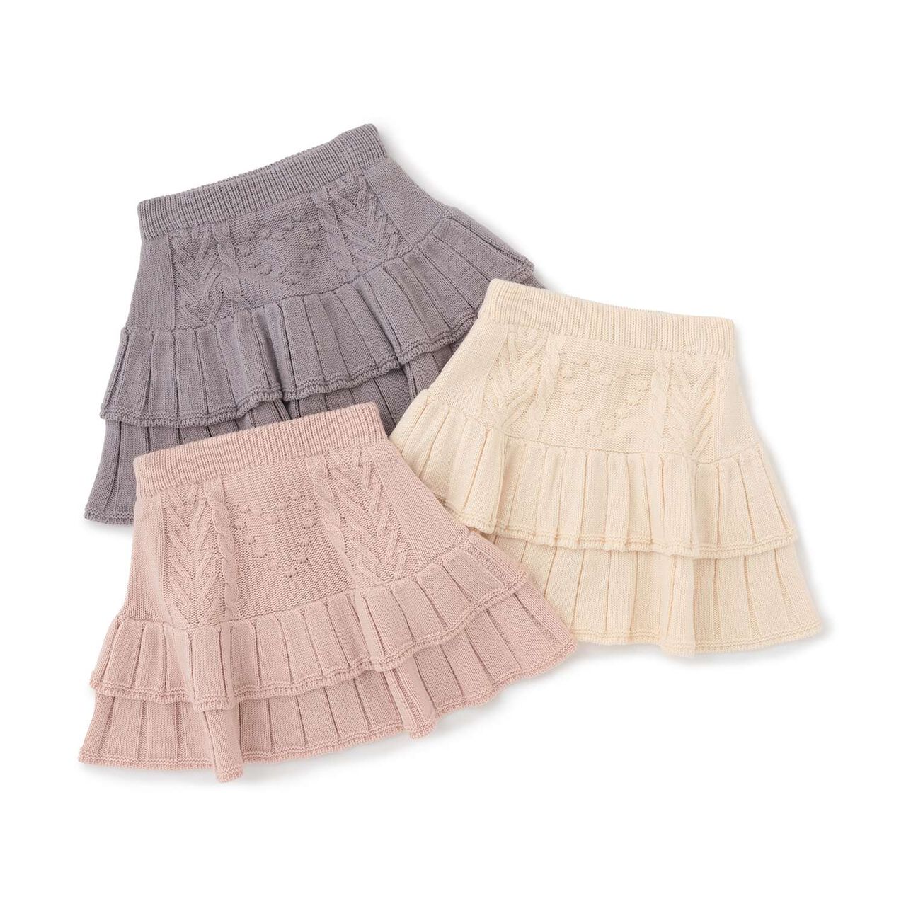 [Safe/Inner Shorts Included] Washable Tiered Knit Skirt,Greige, large image number 9