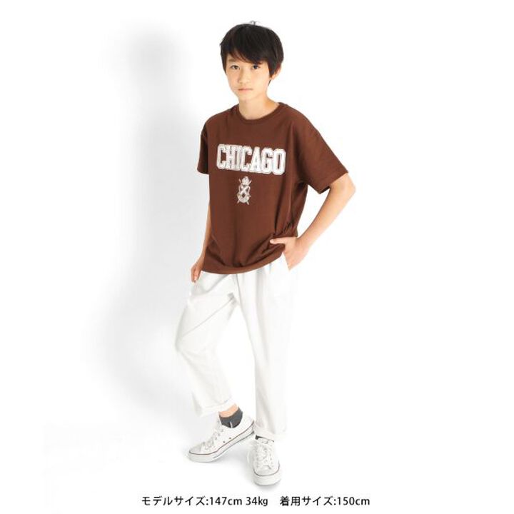 [Adult Size Available] Jersey USA Cotton Drop Shoulder College Logo Short Sleeve T-Shirt,Brown, medium image number 4