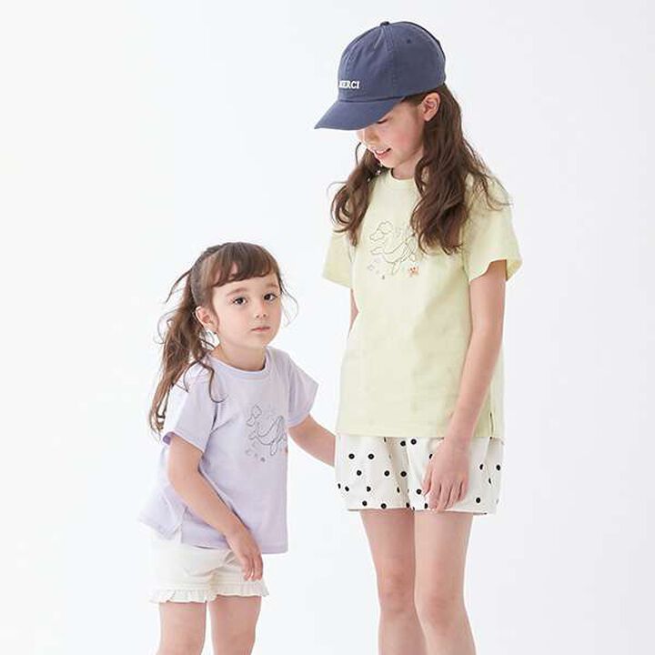 [Link] Quick-Dry Embroidery Half T-Shirt (Kids),Cream, medium image number 16