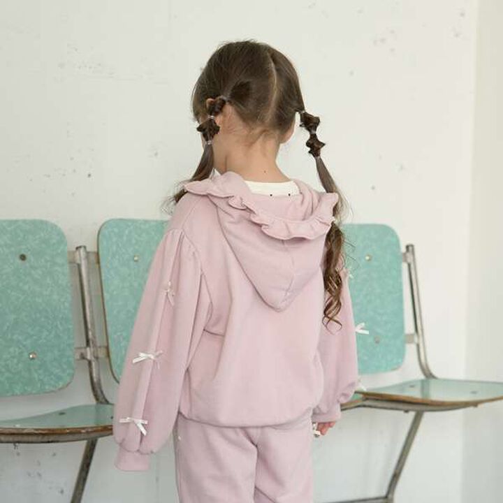 [Restock] Goodbye Pills Fleece Zip Parka with Frill and Ribbon,Ink blue, medium image number 10