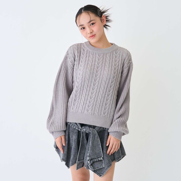 [GOOD PRICE] Cable Knit Pullover,Ivory, medium image number 3