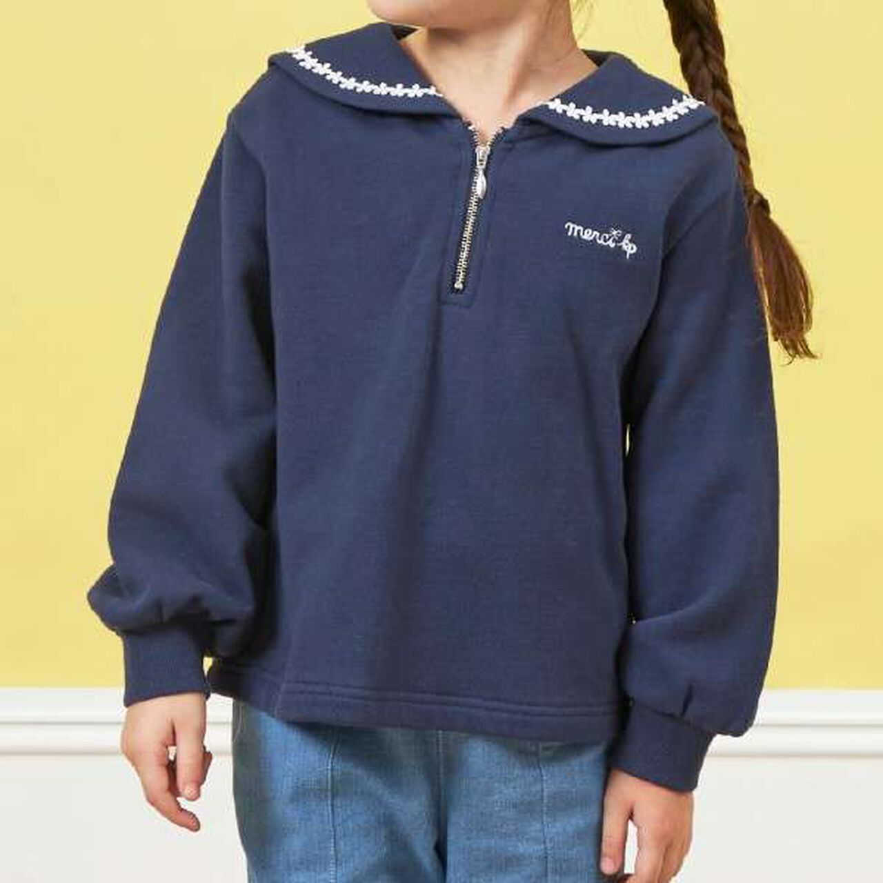 KP Sailor Collar Sweatshirt (100-160),Navy, large image number 7
