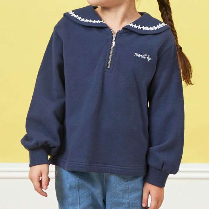KP Sailor Collar Sweatshirt (100-160),Navy, medium image number 7