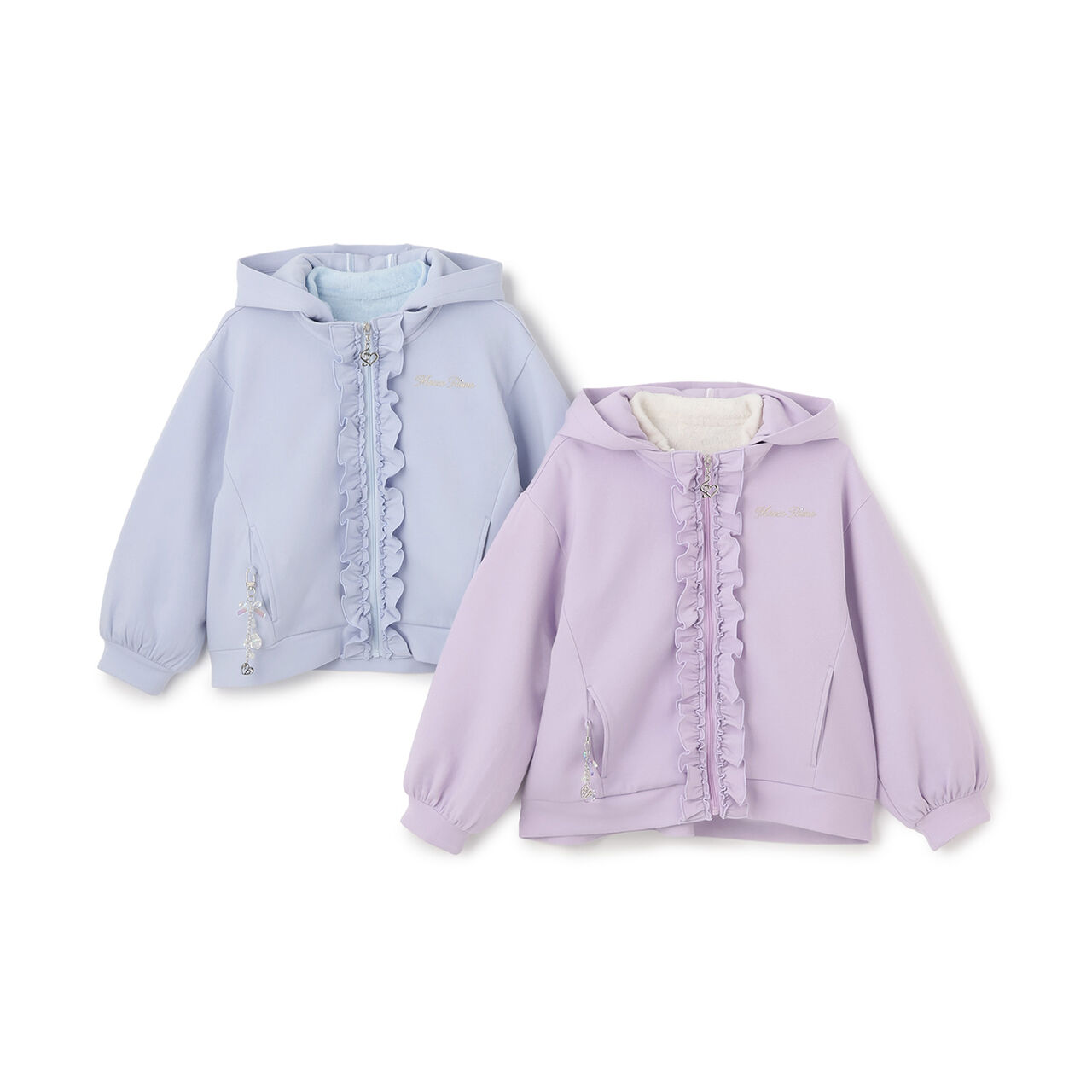 Lame Double-Knit Frill 3WAY Bomber Jacket,Sax blue, large image number 2