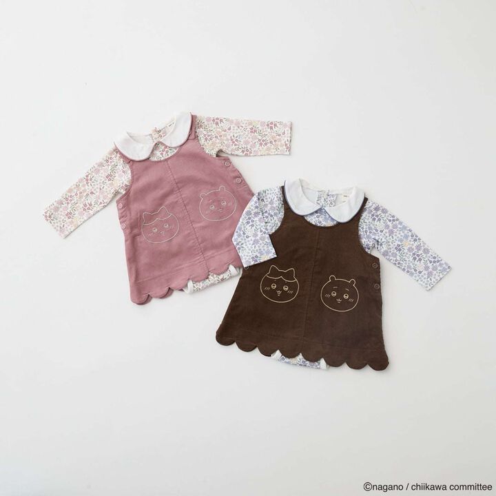 [Anime Chiikawa] Collar Romper & Jumper Skirt Set,Mocha tea, medium image number 16
