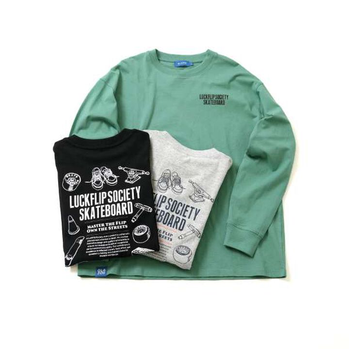 Skateboard Tool Print Big Long-Sleeve T-Shirt,Black, medium image number 6