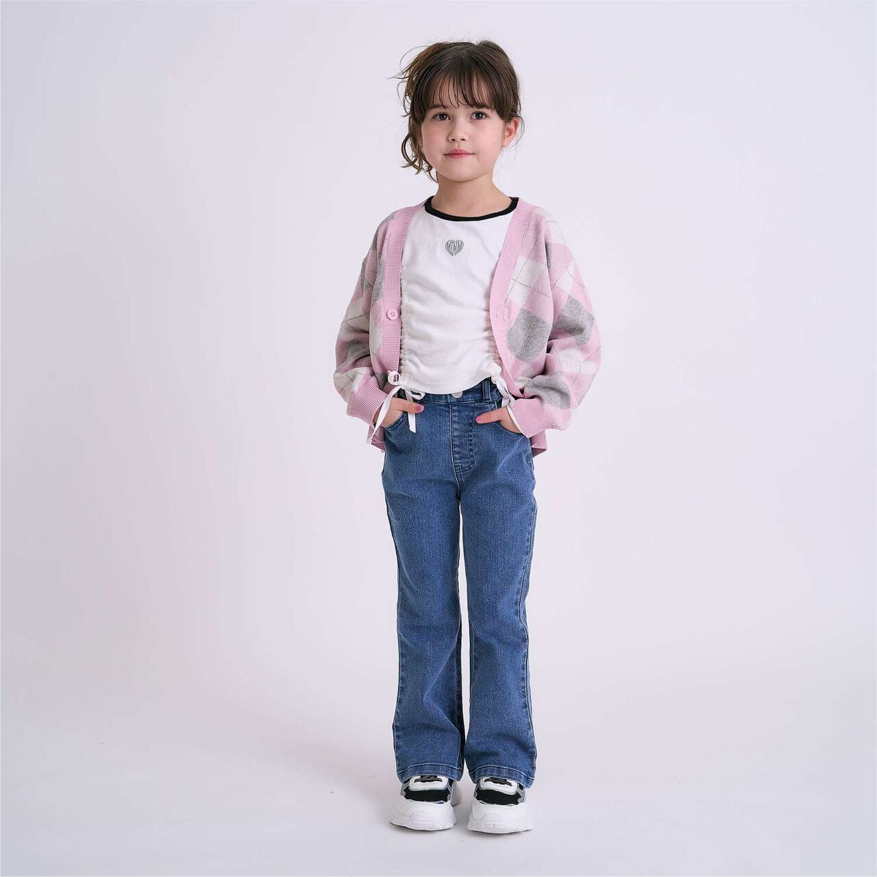 Stretch Denim Flared Pants,Blue, large image number 7