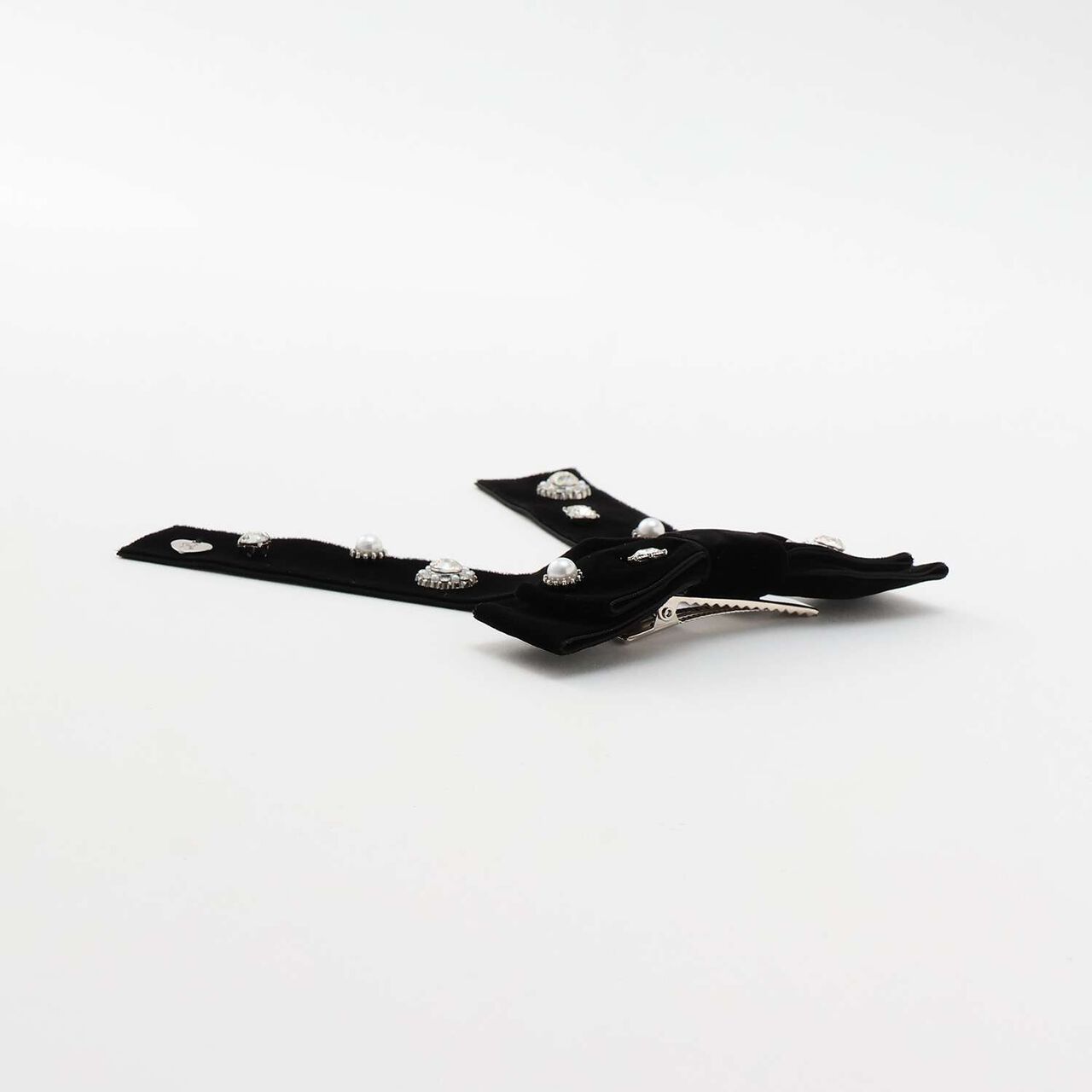 Bijou Ribbon Hair Clip,Black, large image number 8