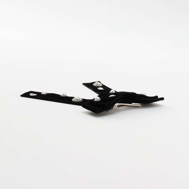 Bijou Ribbon Hair Clip,Black, medium image number 8