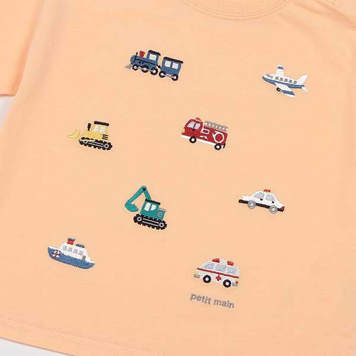[Cool Touch] Working Vehicles Embroidery T-Shirt,Off white, medium image number 5