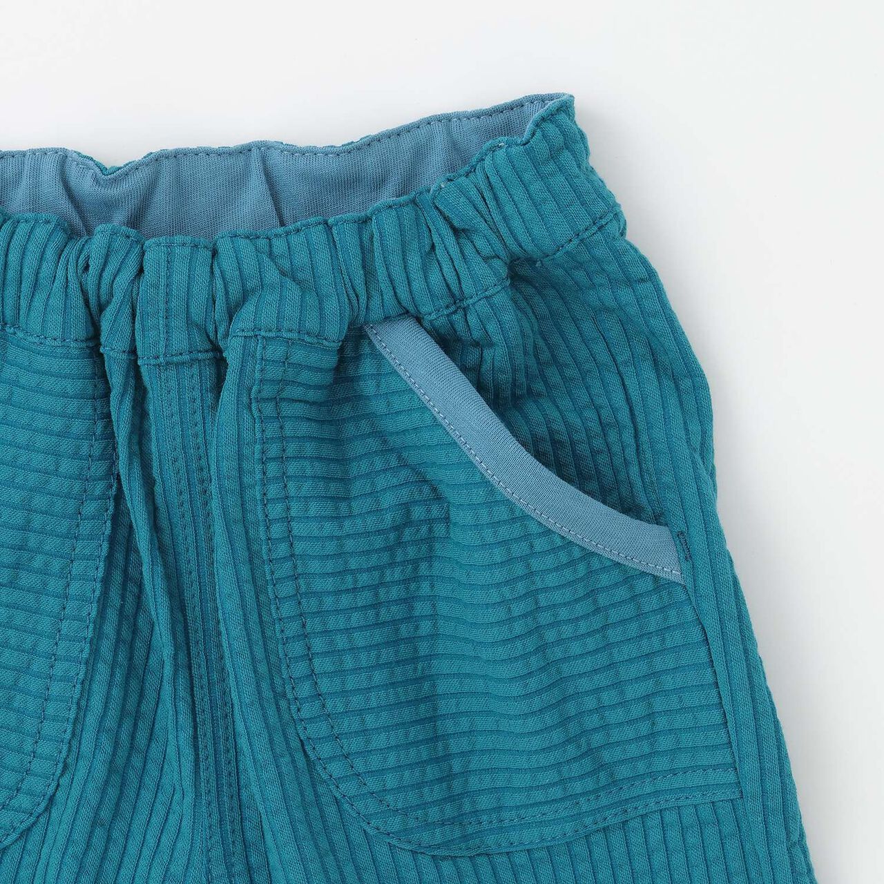 Stretch Seersucker Half Pants,Blue green, large image number 5