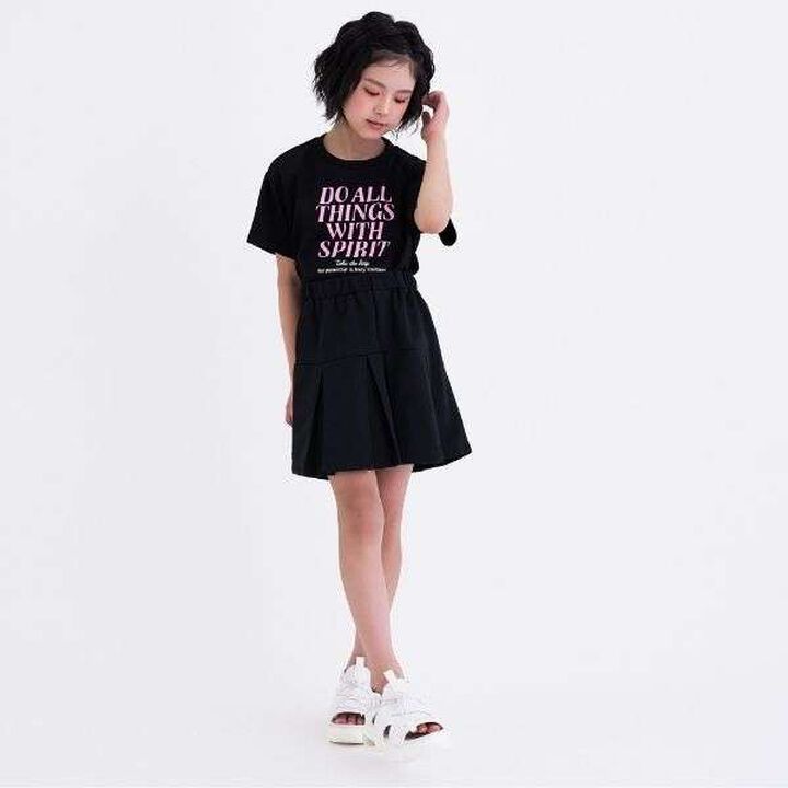 [3way Cool Touch] Logo Short-Sleeve T-Shirt & Pleated Skirt Outfit Set,Smoke white, medium image number 7
