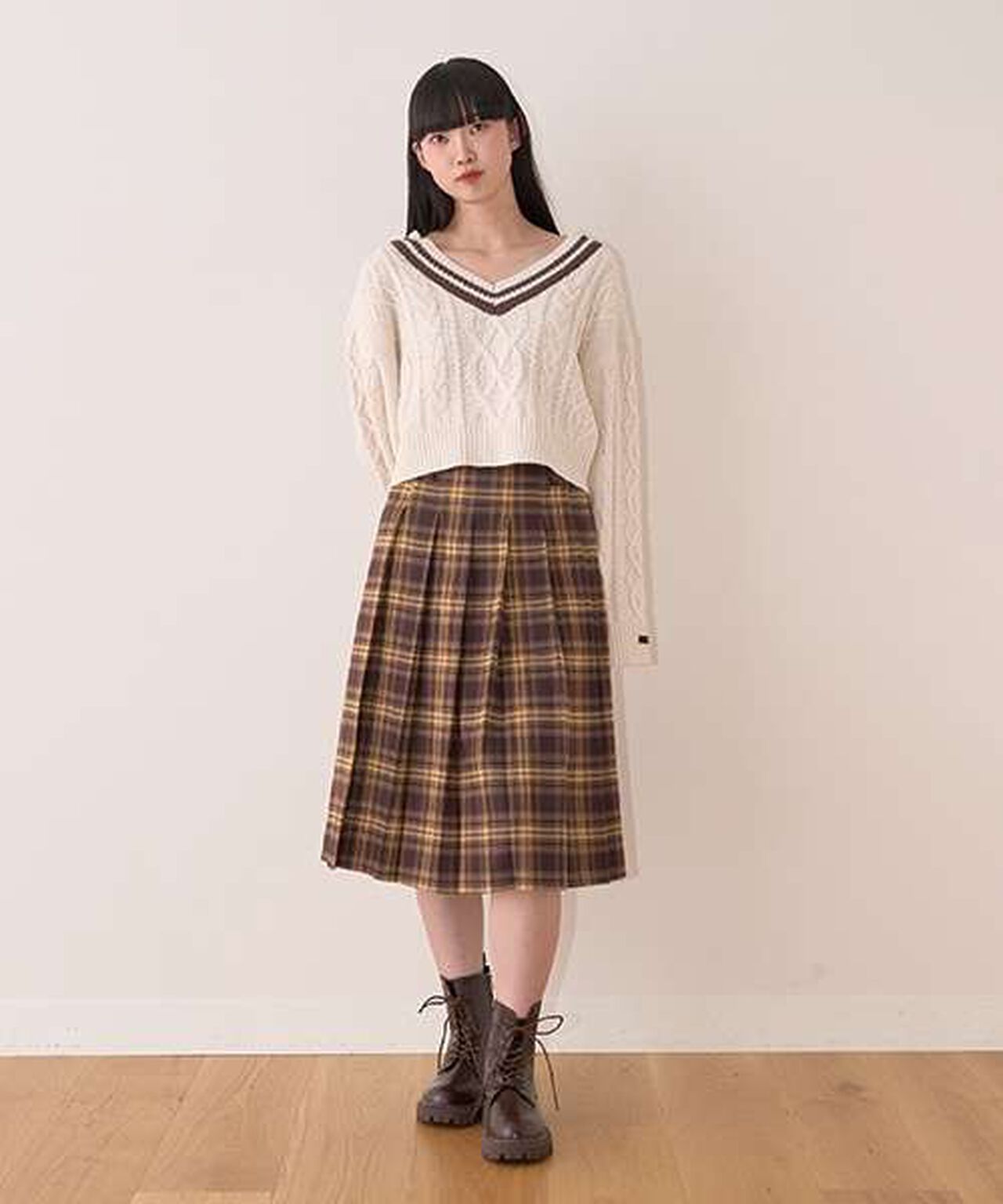 Pleated Midi Skirt,Mocha tea, large image number 1