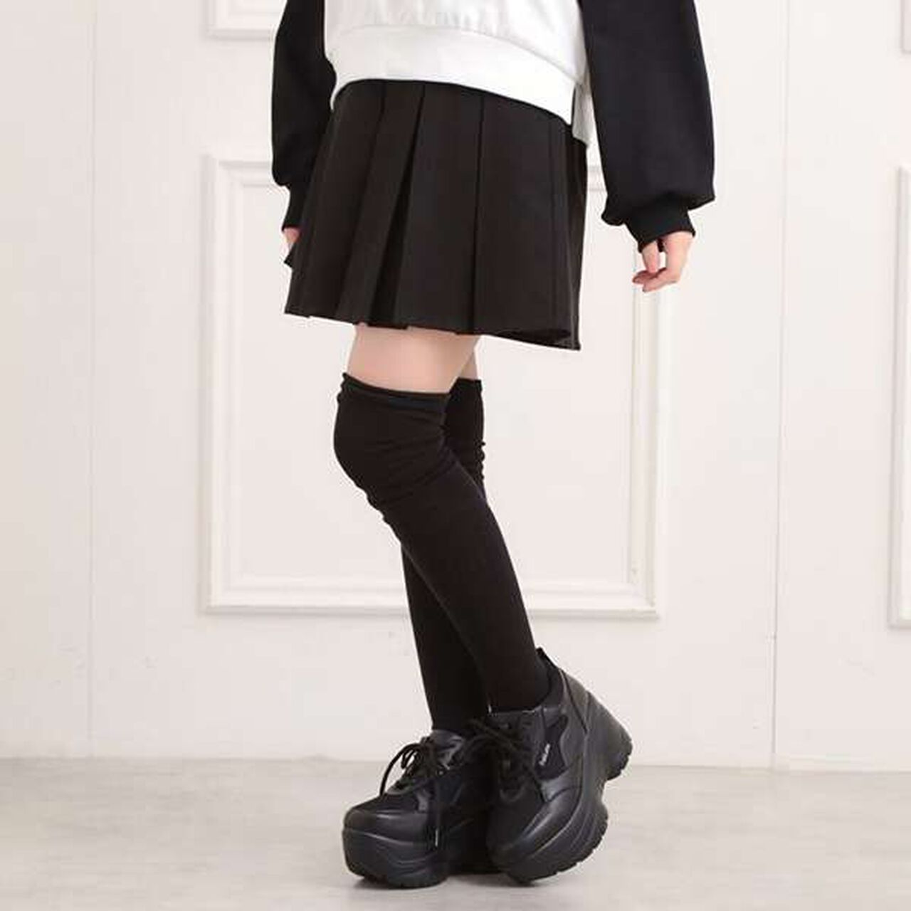 Brushed Pleated Skirt,Charcoal gray, large image number 8
