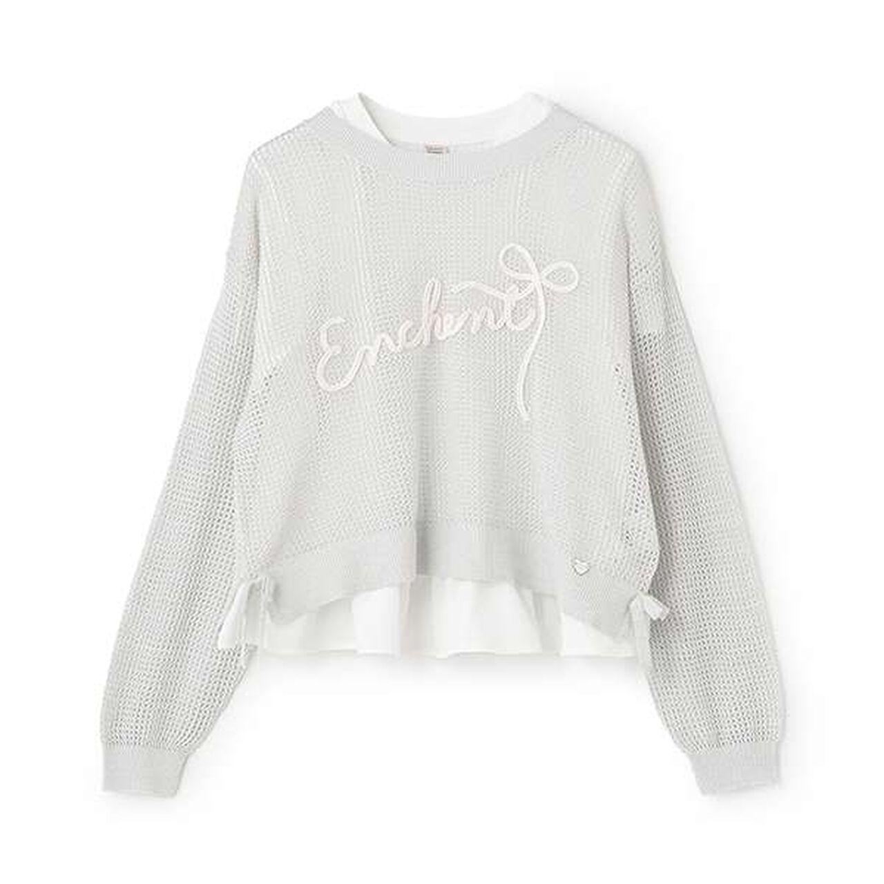 [Cool Touch] Lame Mesh Knit & Peplum T-Shirt Set,Ivory, large image number 14