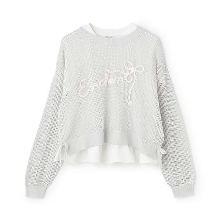 [Cool Touch] Lame Mesh Knit & Peplum T-Shirt Set,Ivory, medium image number 14