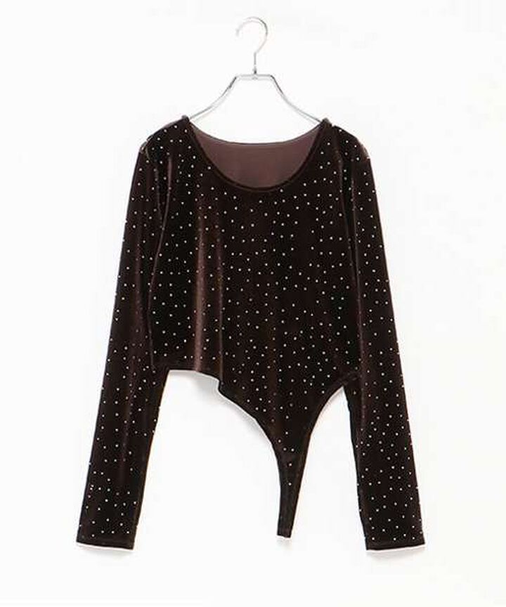 Velour Sequin Pullover,Blue gray, medium image number 5