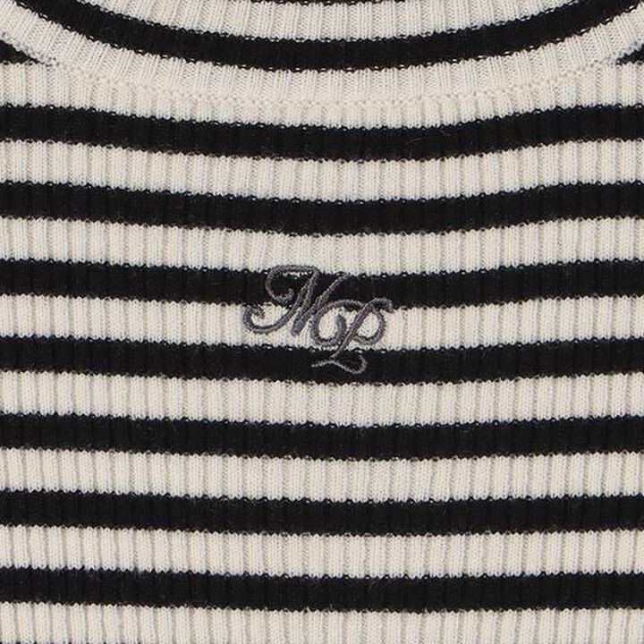 Stripe Pattern Rib Knitwear,Off white, medium image number 3