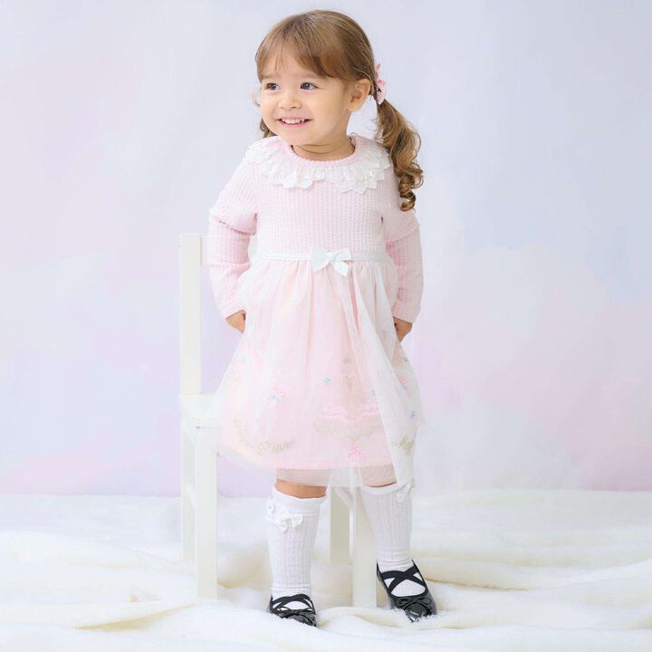 Dress Embroidery Docking Dress with Bloomers Set,Off white, medium image number 17