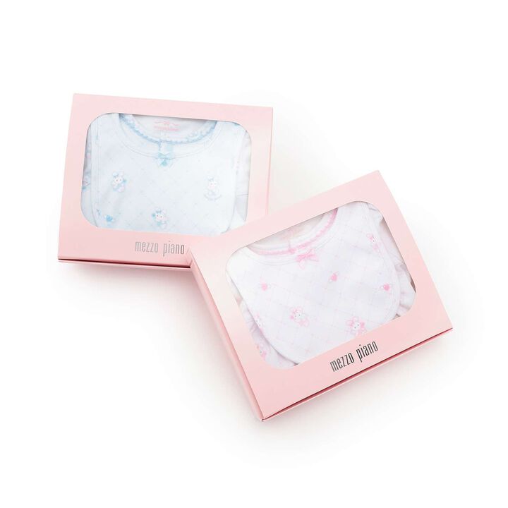 [Box Included] Angel Bunny Pattern 2 Way All & Bib Set,Sax blue, medium image number 9