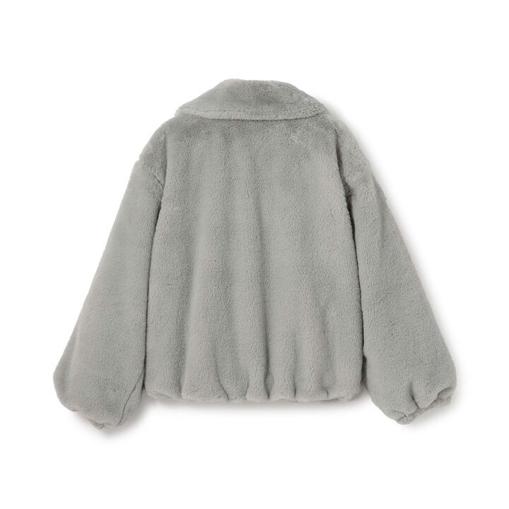 Ribbon Fur Bomber Jacket,Beige, medium image number 6